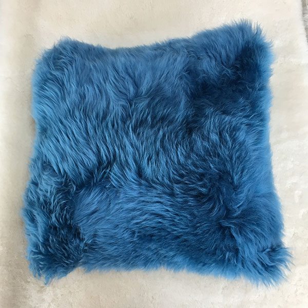 Sheepskin blue cushion
