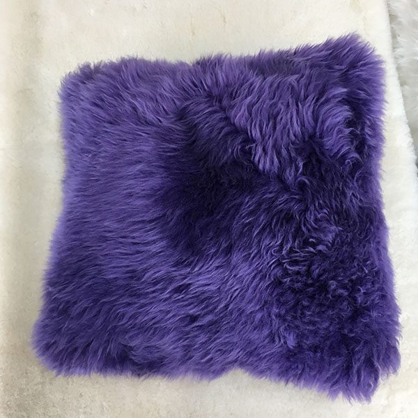 Sheepskin purple cushion